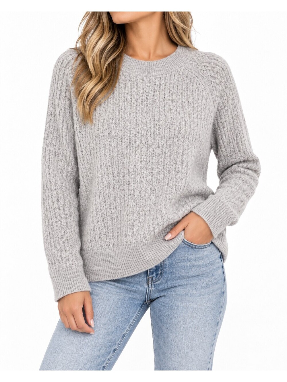 LOFT Gray Textured Knit Sweater Size S